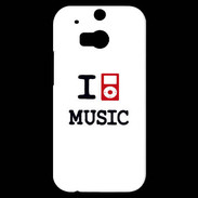Coque HTC One M8s I love Music