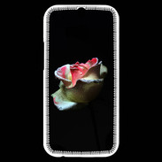 Coque HTC One M8s Belle rose sur fond noir PR