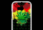 Coque HTC One M8s Feuille de cannabis et cœur Rasta