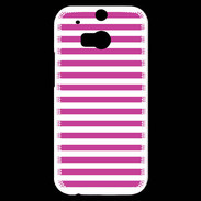 Coque HTC One M8s rayures blanches et roses