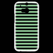 Coque HTC One M8s rayures vert d'eau et noires