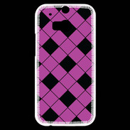 Coque HTC One M8s losange noir & rose