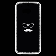 Coque HTC One M8s moustache noir & blanc