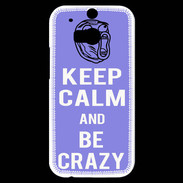 Coque HTC One M8s Keep calm Be Crazy Bleu
