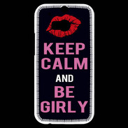 Coque HTC One M8s Keep Calm Girly Noir