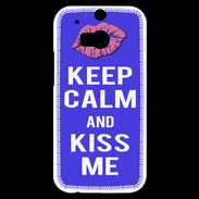 Coque HTC One M8s Keep Calm Kiss me Bleu