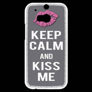 Coque HTC One M8s Keep Calm Kiss me Gris