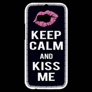 Coque HTC One M8s Keep Calm Kiss me Noir