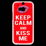 Coque HTC One M8s Keep Calm Kiss me Rouge