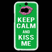Coque HTC One M8s Keep Calm Kiss me Vert