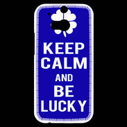 Coque HTC One M8s Keep Calm Be lucky Bleu
