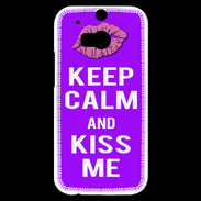 Coque HTC One M8s Keep Calm Kiss me Violet