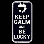 Coque HTC One M8s Keep Calm Be lucky Noir