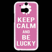 Coque HTC One M8s Keep Calm Be Lucky Rose