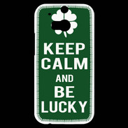 Coque HTC One M8s Keep Calm Be lucky Vert