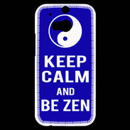 Coque HTC One M8s Keep Calm Be Zen Bleu