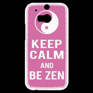 Coque HTC One M8s Keep Calm Be Zen Rose