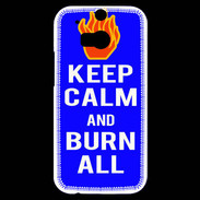 Coque HTC One M8s Keep Calm Burn Bleu