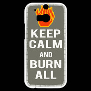 Coque HTC One M8s Keep Calm Burn Gris