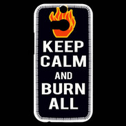 Coque HTC One M8s Keep Calm Burn Noir