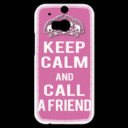 Coque HTC One M8s Keep Calm Call Rose