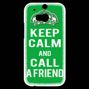 Coque HTC One M8s Keep Calm Call friend Vert