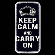 Coque HTC One M8s Keep Calm Carry on Noir