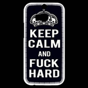 Coque HTC One M8s Keep Calm Fuck hard Noir