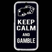 Coque HTC One M8s Keep Calm Gamble Noir