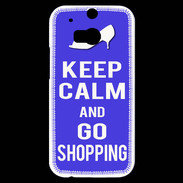 Coque HTC One M8s Keep Calm Go Shopping Bleu
