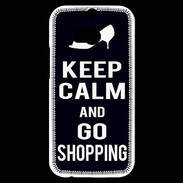 Coque HTC One M8s Keep Calm Go Shopping Noir