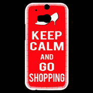 Coque HTC One M8s Keep Calm Go Shopping Rouge