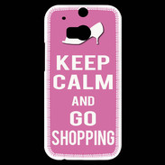 Coque HTC One M8s Keep Calm Go Shopping Rose