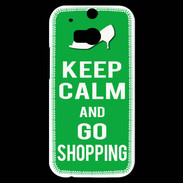 Coque HTC One M8s Keep Calm Go Shopping Vert