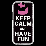 Coque HTC One M8s Keep Calm Have fun Noir