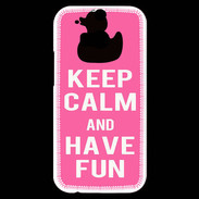 Coque HTC One M8s Keep Calm Have fun Rose