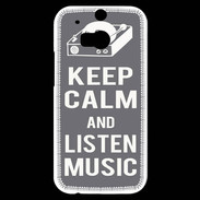 Coque HTC One M8s Keep Calm Listen music Gris