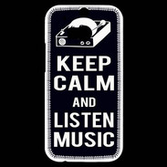 Coque HTC One M8s Keep Calm Listen music Noir