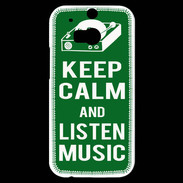 Coque HTC One M8s Keep Calm Listen music Vert