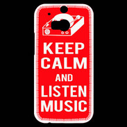 Coque HTC One M8s Keep Calm Listen music Rouge