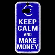 Coque HTC One M8s Keep Calm Make money Bleu