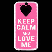 Coque HTC One M8s Keep Calm Love me Rose