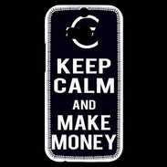 Coque HTC One M8s Keep Calm Make money Noir