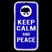 Coque HTC One M8s Keep Calm Peace Bleu