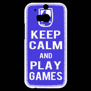 Coque HTC One M8s Keep Calm Play games Bleu