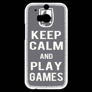 Coque HTC One M8s Keep Calm Play games Gris