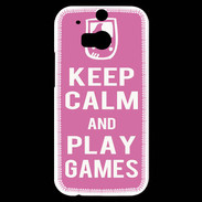 Coque HTC One M8s Keep Calm Play games Rose