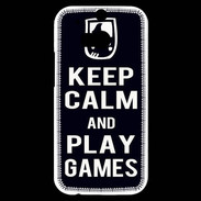 Coque HTC One M8s Keep Calm Play games Noir