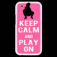 Coque HTC One M8s Keep Calm Play on Rose