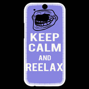 Coque HTC One M8s Keep Calm Reelax Bleu